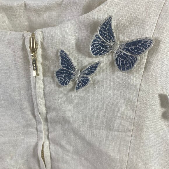 Agua By Agua Bendita Lima Embroidered Butterfly Linen Dress - Picture 7 of 10